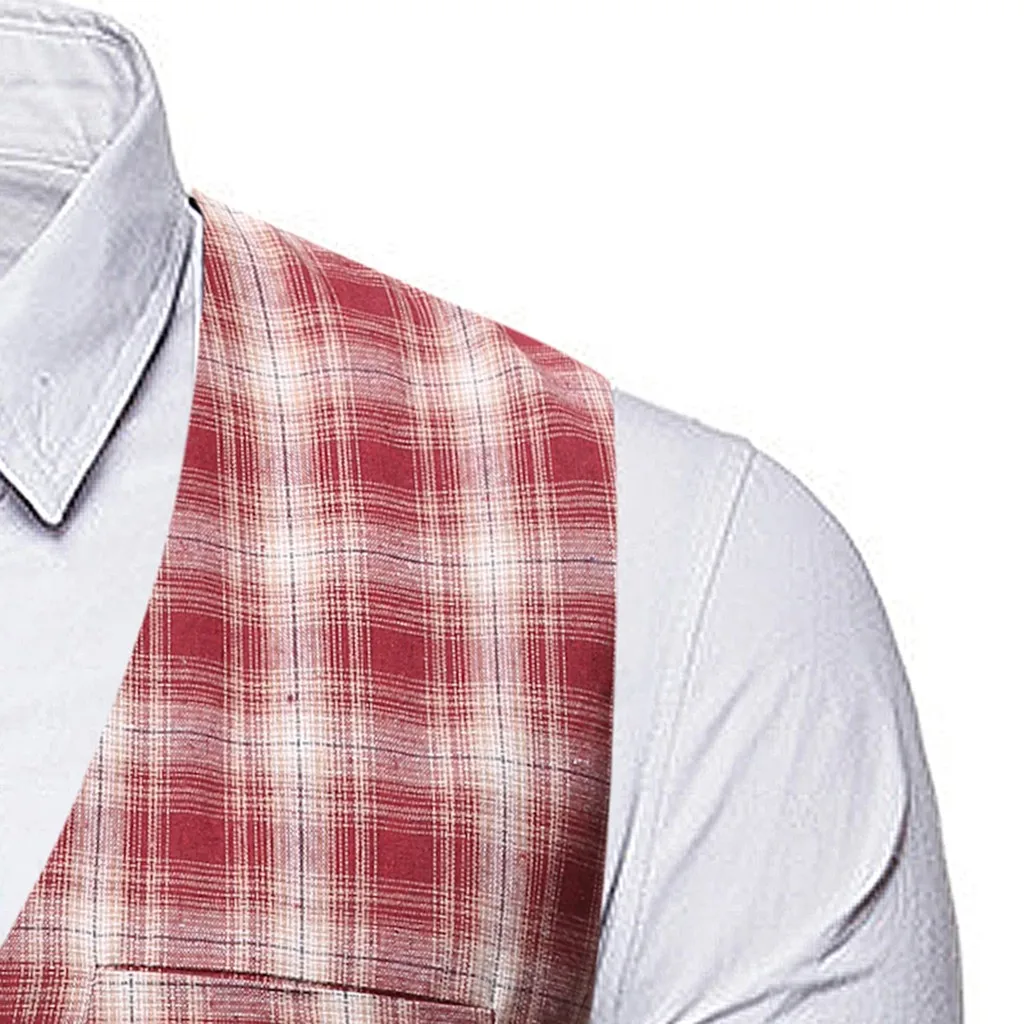 Мужская мода стиль мужской жилет бизнес досуг мужчины Slim Fit Мужской жилет клетчатый жилет Топ Homme деловая куртка# ES