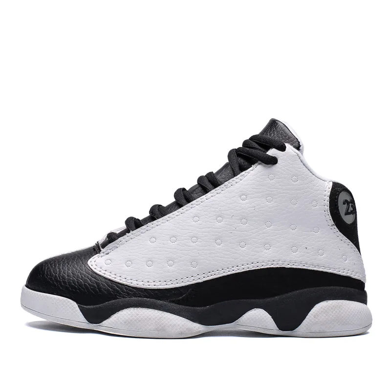 Новая весенняя детская Баскетбольная обувь для мальчиков, брендовая Спортивная обувь Jordan, детские кроссовки для улицы, мужские баскетбольные кроссовки для бега, европейские размеры 31-40 - Цвет: White Black