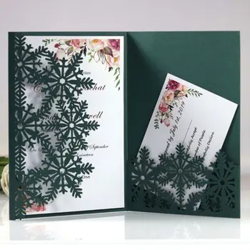 

20pcs/set Snowflake Invitations Greeting Card Delicate Carved Holiday Birthday Merry Christmas Party Supplies