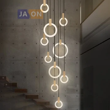 

Hot LED Nordic Wooden Iron Acryl Rings DIY LED Lamp LED Light.Pendant Lights.Pendant Lamp.Pendant light For Dinning Room Foyer