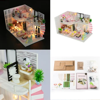 

DIY Miniature Dollhouse Assemble Kits Toy 3D Mini Handmade Wooden Villa Furniture Toys Dollhouses House for Girls Toys