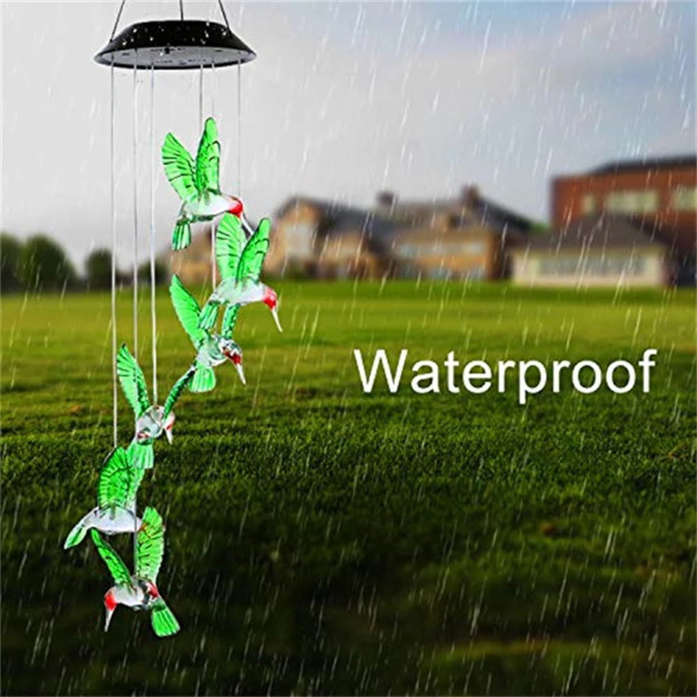 Solar LED Colorful Hummingbird Butterfly Wind Chime