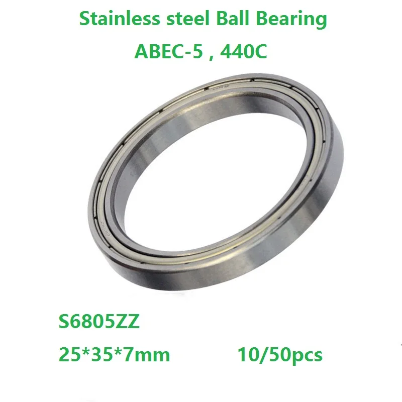 

10/50pcs S6805ZZ S6805 ZZ ABEC-5 Stainless steel Ball Bearings 25*35*7mm Thin Wall Deep Groove Ball bearing 25×35×7mm