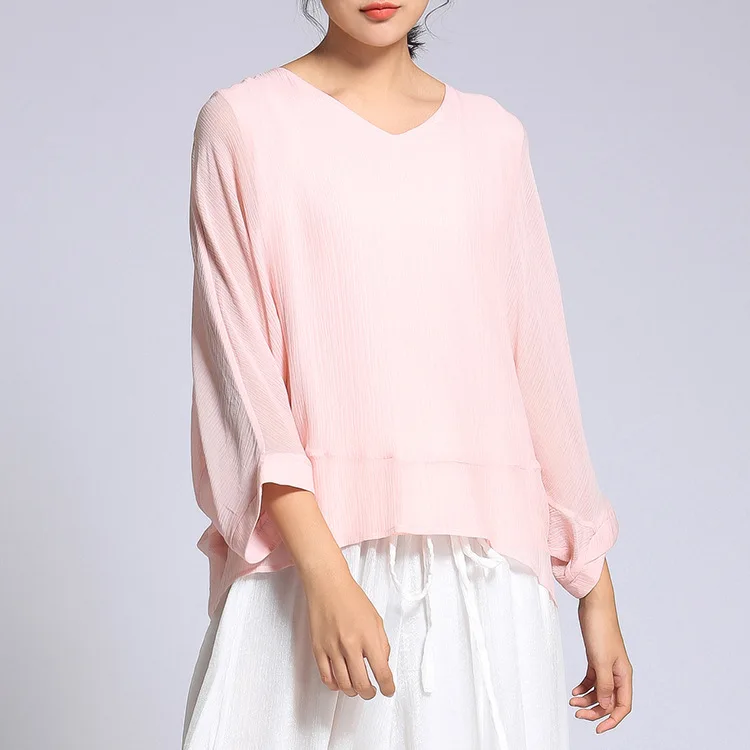 

Zeho Hall 2018 Autumn New Style WOMEN'S Dress Front Short Long Back Irregular Tops Crew Neck Elegant Chiffon Shirt Women's