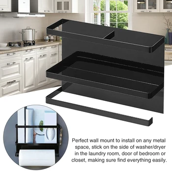 

Magnetic Fridge Organizer Iron Art Storage Holder 2 Layers Matte Kitchen Rack Apartment Rustproof Restaurant Refrigerator Shelf