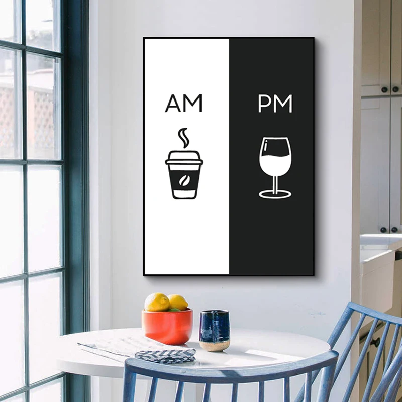 Современная Настенная картина Am Coffee PM винный знак плакаты и принты кухня ресторан скандинавский стиль