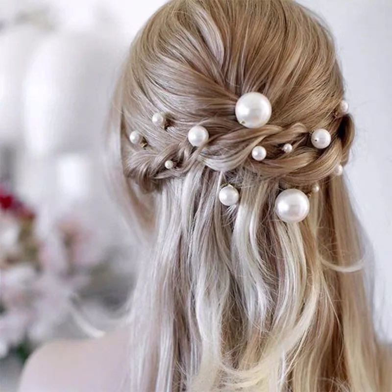 Bridal Headwear U Shaped Red Hairpins Hair Clips Wedding Hair Accessories For Women Rose Flower Headpieces Forks Bride Headdress Jewelry