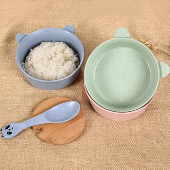 

Z Wheat Straw Cartoon Rabbit wan shao Set Children Heat Resistant Shatter-resistant Tableware Set Microwave Oven Usable