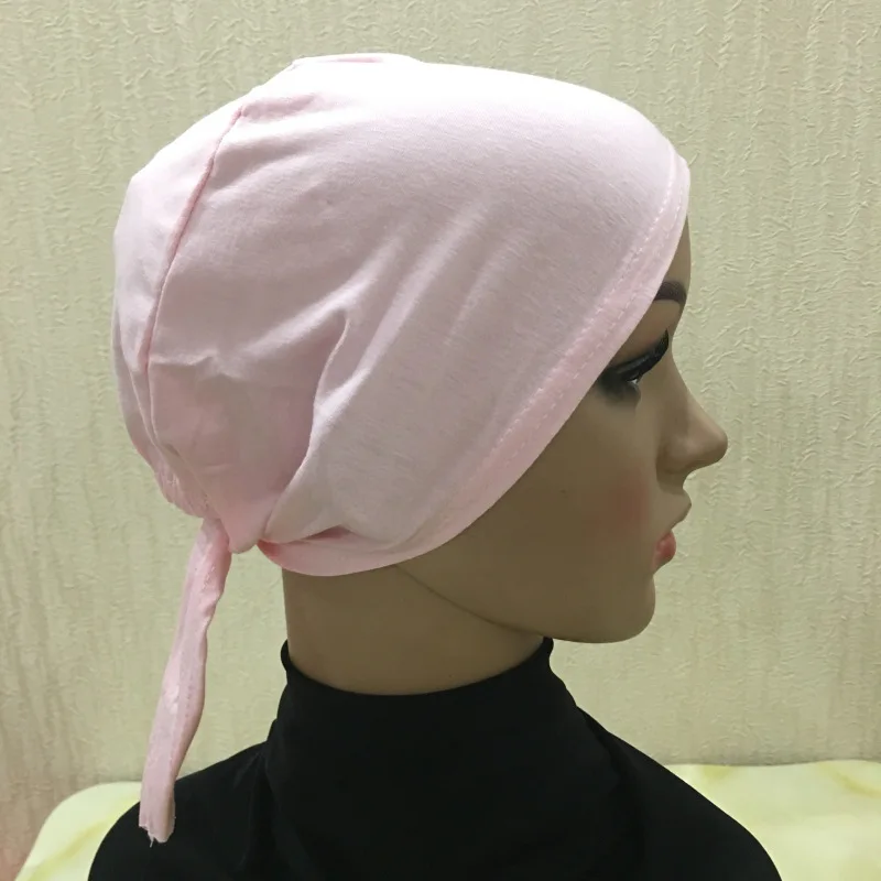 Полное покрытие Внутренняя мусульманская хлопковая хиджаб шапка мусульманская головной убор турецкий шарф мусульманский головной убор - Цвет: Pink