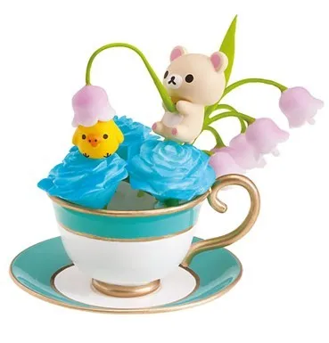 Япония подлинные партии милый rilakkuma FlowerTeaCup rement конфеты, продукты мебель игрушки матч Лес животных Семья коллекционная игрушка