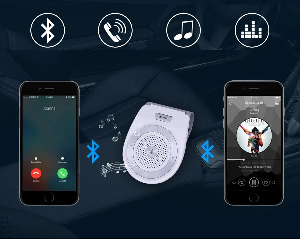 Prazata автомобильный bluetooth-комплект Громкая связь динамик автомобильный микрофон Громкая связь с шумоподавлением Bluetooth 4,1 EDR Беспроводной автомобильный комплект звонки T821