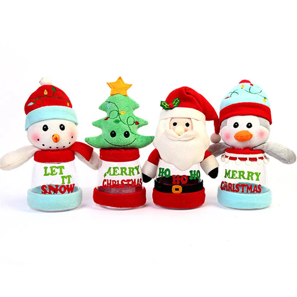 

Cute Christmas Candy Jar Cartoon Plastic Sweets Storage Can Christmas Ornament Chocolates Candy Cookie Container Xmas Gift Box