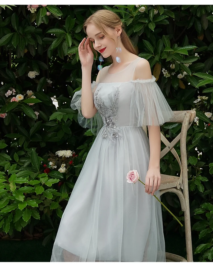 XXY6878# серое длинное платье подружки невесты на выпускной Рождество хор свадебное платье Дешевая женская одежда