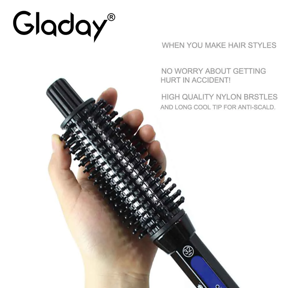 Gladay щетка для завивки волос Расческа щипцы керамических выпрямитель мужчин