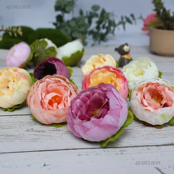 

100 lots pieces diy Artificial European peony Camellia silk flower heads wedding wall decoration garland photo studio D65