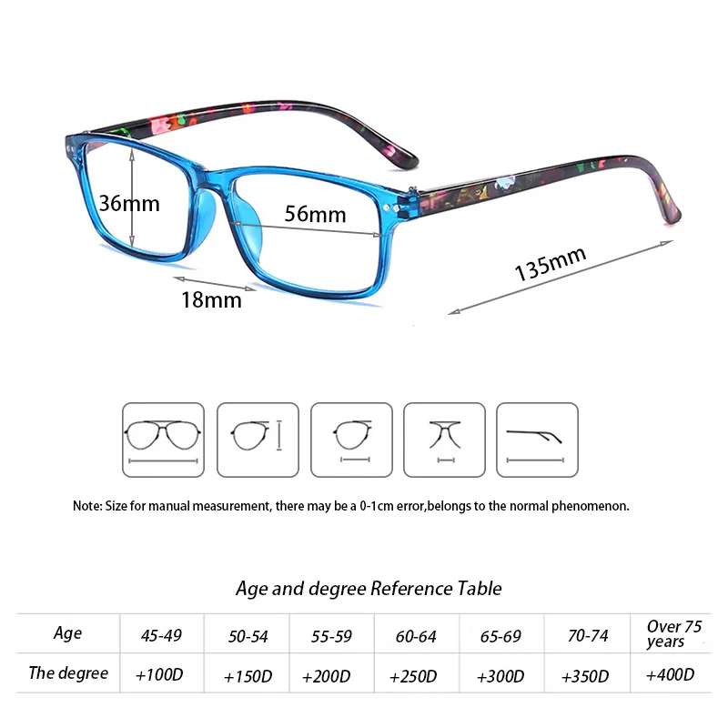 RBENN 4 шт очки для чтения женские Patten напечатанные для чтения Пресбиопии для дам+ 0,5 0,75 1,25 1,75 2,25 2,75 3,25 3,75 4,5 5,0