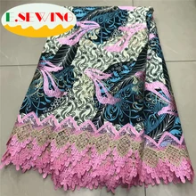 Синий Анкара африканская восковая кружевная ткань нигерийский стиль печати восковая гипюровая кружевная вышивка материал Анкара восковая ткань