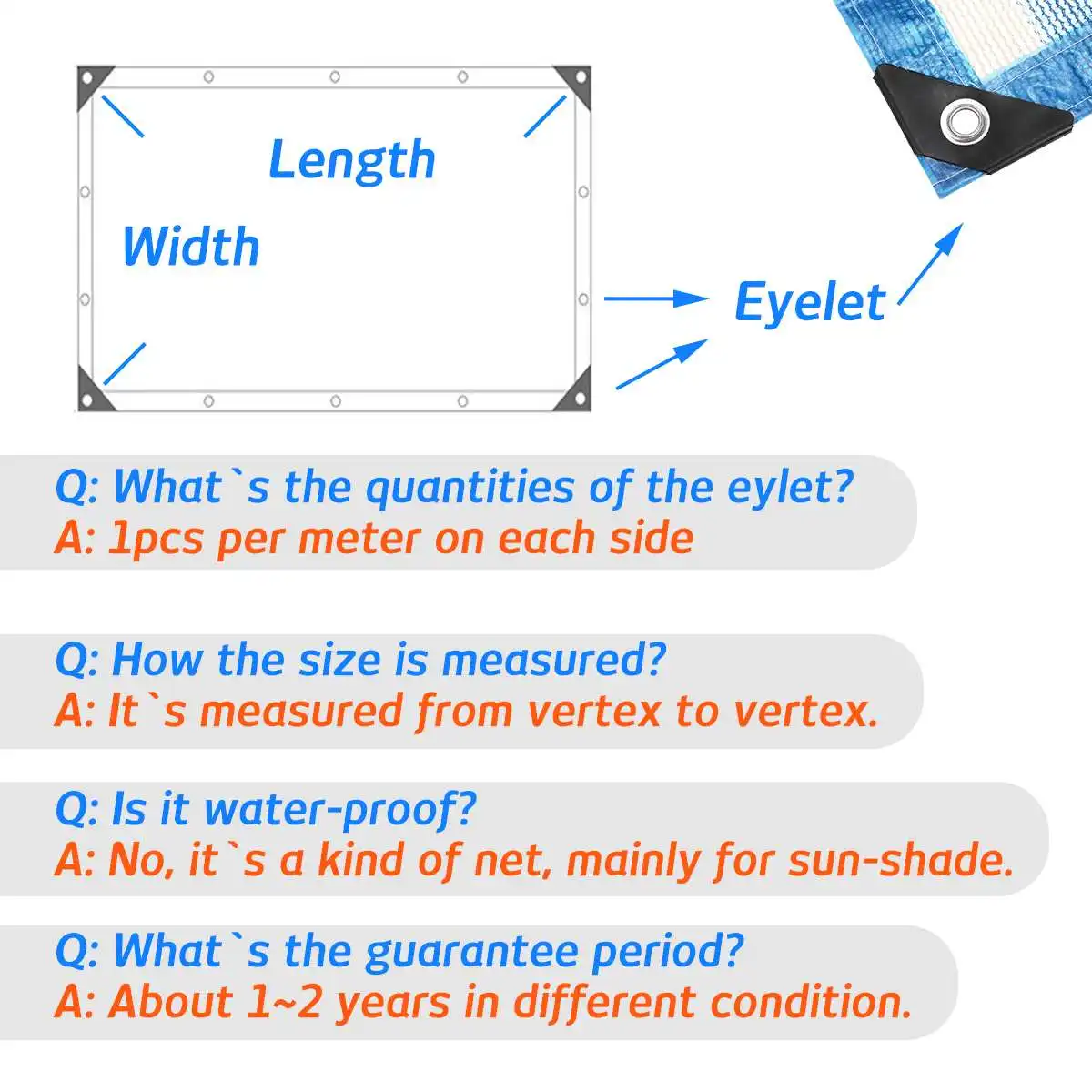 2x2 м 100GSM HDPE квадратный солнцезащитный козырек парус анти-УФ Открытый сад патио палатка Солнцезащитная сетка с 5 м веревкой