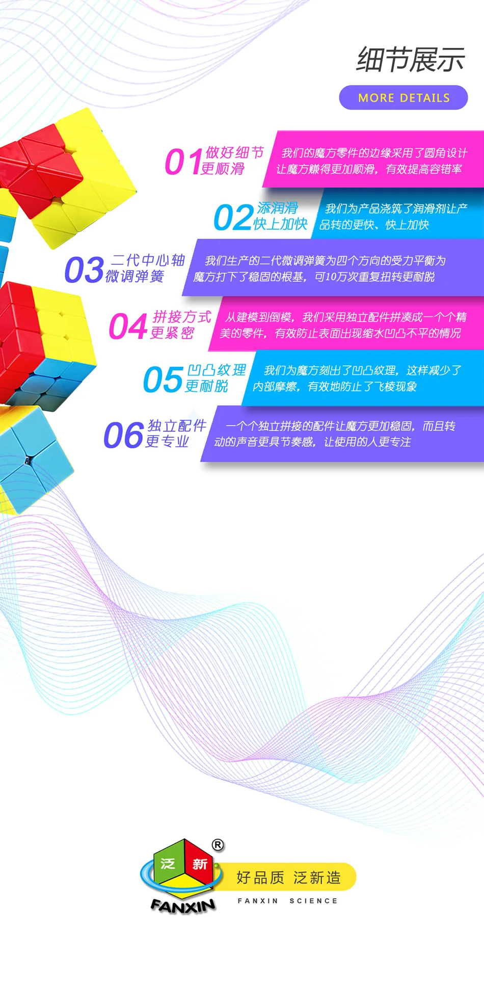 Высококачественный FanXin просветление 3x3x3 волшебный куб Единорог/фишки/красная шляпа головоломка детский сад начальной школы игрушки