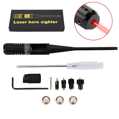 

Hunting 650nm Riflescope Red Laser Bore Sighter Kits Dot Laser Aiming Pointer 3 Battery Red Collimator for .22 to .50 Caliber