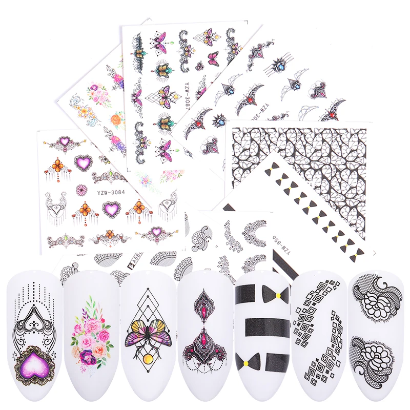 

Flowder Butterfly Nail Sticker Water Decals Colorful Peacock Necklace Nail Art Stickers Nail Manicure Transfer Stickers