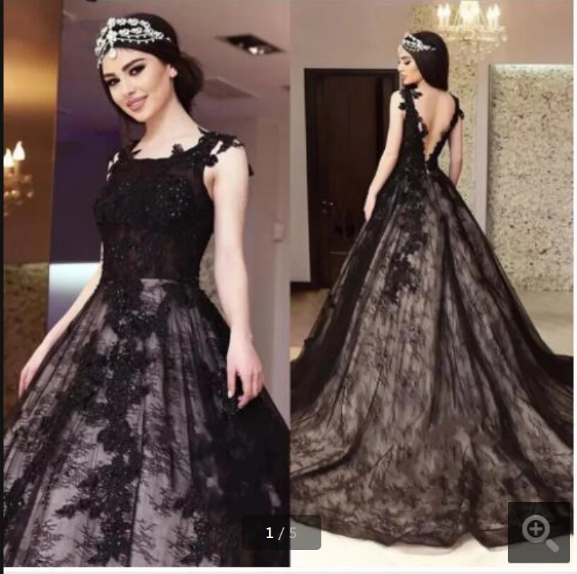 black lace ball gown