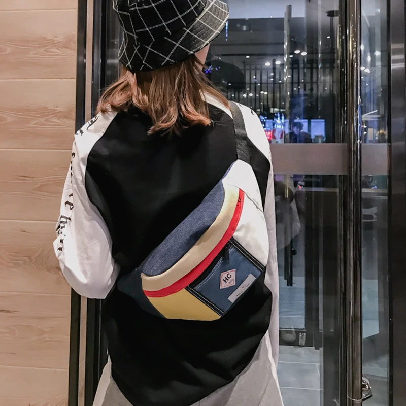 

Fashion Waist Bags Canvas Couple Ladies Belt Bags Unisex Waist packs Crossbody bag Travel fanny pack Patchwork Hip Hop Bag