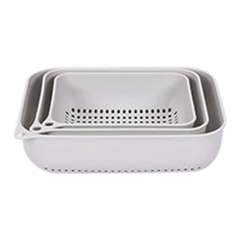 

3 Pcs/Set Creative Hollow Vegetable Basket Vegetable Drain Screen Set Kitchen Fruit Storage Basket Drain Basket Wash Basin