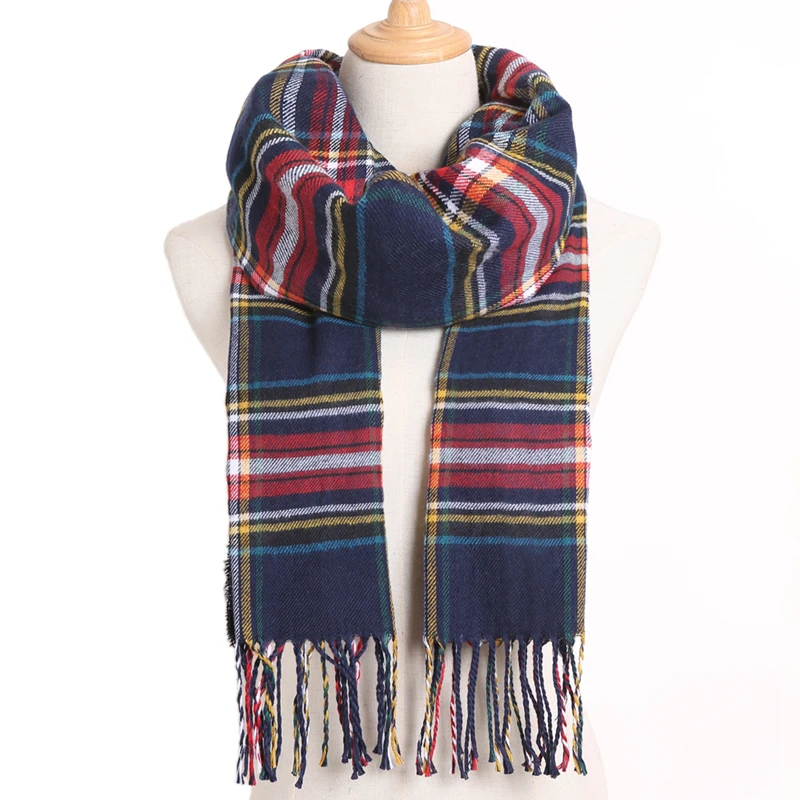 Plaid Winter Scarf Women Warm Foulard Solid Scarves Fashion Casual Scarfs Cashmere Bufandas Hombre - Цвет: 08