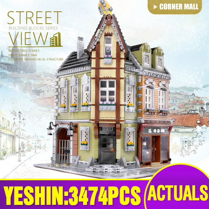 Город Streetview MOC Victor's Lab набор сборочных игрушек Модель Детские Рождественские