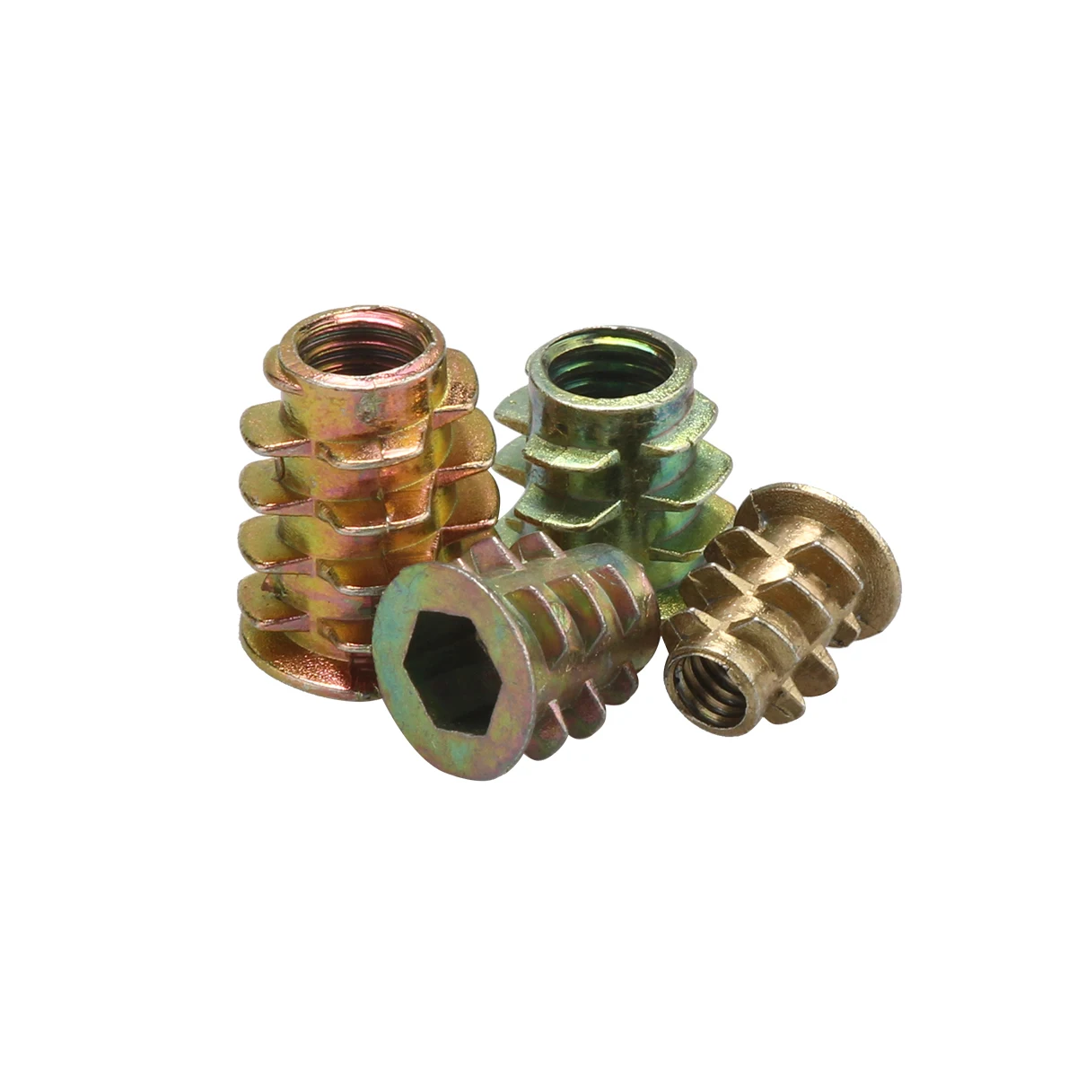 

70Pcs/Set M4*8/10/M5*10/M6*8/10/13/15 Zinc Alloy Thread For Wood Insert Nut Flanged Hex Drive Head Furniture Nuts Assortment Kit