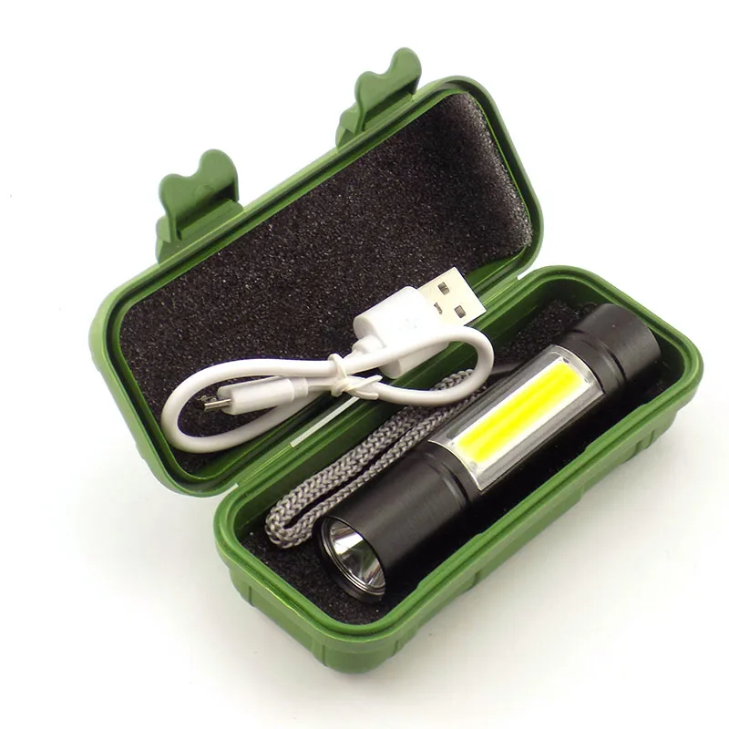 Портативный мощный светодиодный фонарик Q5 COB USB фонарь для пеших прогулок