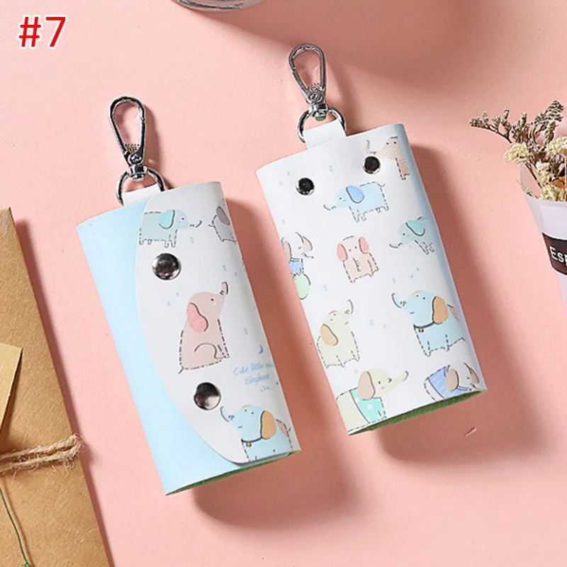 LITTHING animals PU кожаный держатель для ключей сумка чехол для женщин милый автомобильный брелок Fameal Брелок чехол для колец чехол Сумки - Цвет: 7