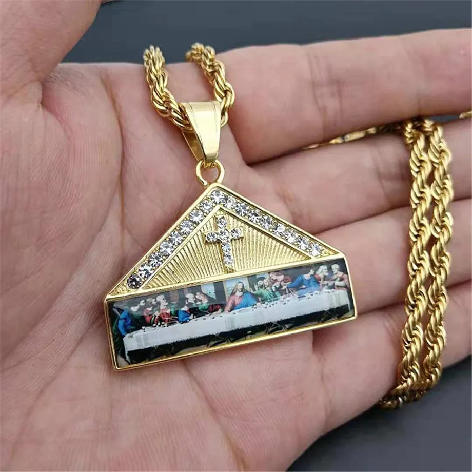 Мужские ожерелья с кулоном золотой крест из нержавеющей стали украшение XL1672 |
