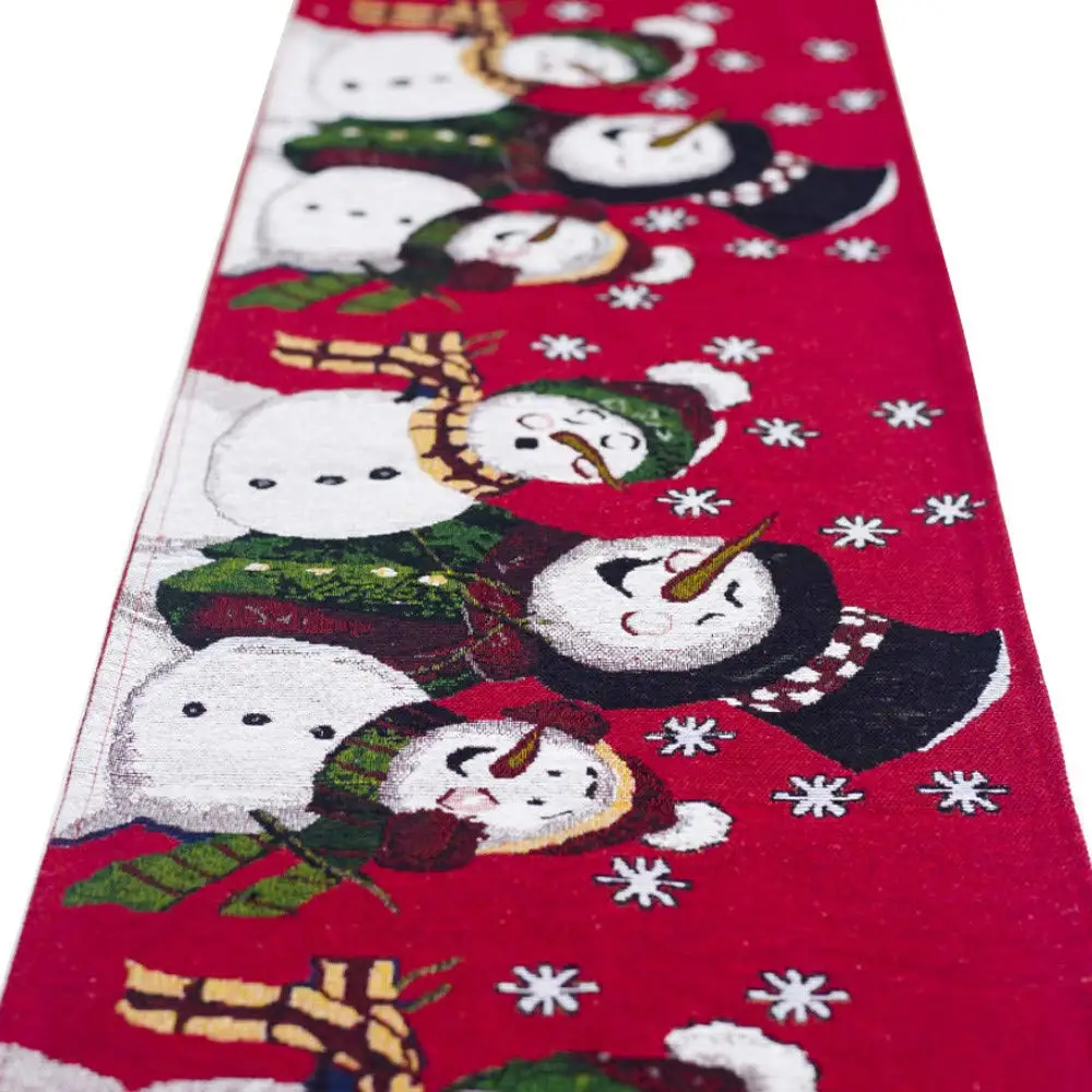 

Christmas Table Runner Cotton and Linen Embroidery Table Runners Deer Christmas Tree Snowman for Home New Year Decoration