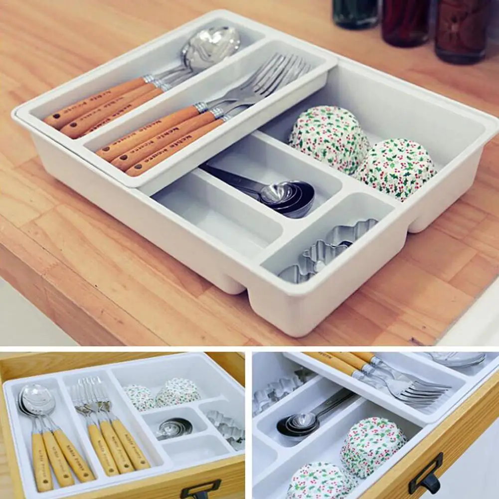 Кухня пластиковый ящик Подставка под столовые приборов лоток ложка нож вилка палочки для еды Столовые приборы разделительная отделка рабочего стола коробка для хранения