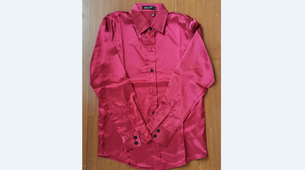 Модная блестящая шелковая атласная роскошная шелковая рубашка с длинным рукавом, мужская повседневная одежда для выступлений, блузки, мужские рубашки M-2XL - Цвет: Wine Red