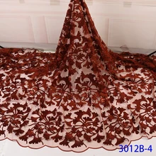 Жженая оранжевая французская сетчатая Тюлевая кружевная ткань, кружевная ткань с вышивкой, кружево высокого качества с бисером, вечерние GD3012B-4