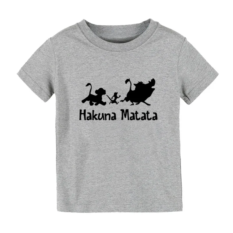 Hakuna Matata/Детская футболка с принтом; рубашка для мальчиков и девочек; детская одежда для малышей; забавные уличные футболки; FF-3