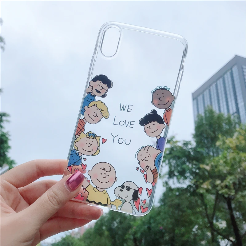 Cute Peanut Comic puppy Cartoon Charlie Brown Lucy couple case for iphone x xr xs max 6 6s 7 8 plus Soft silicon cover coque