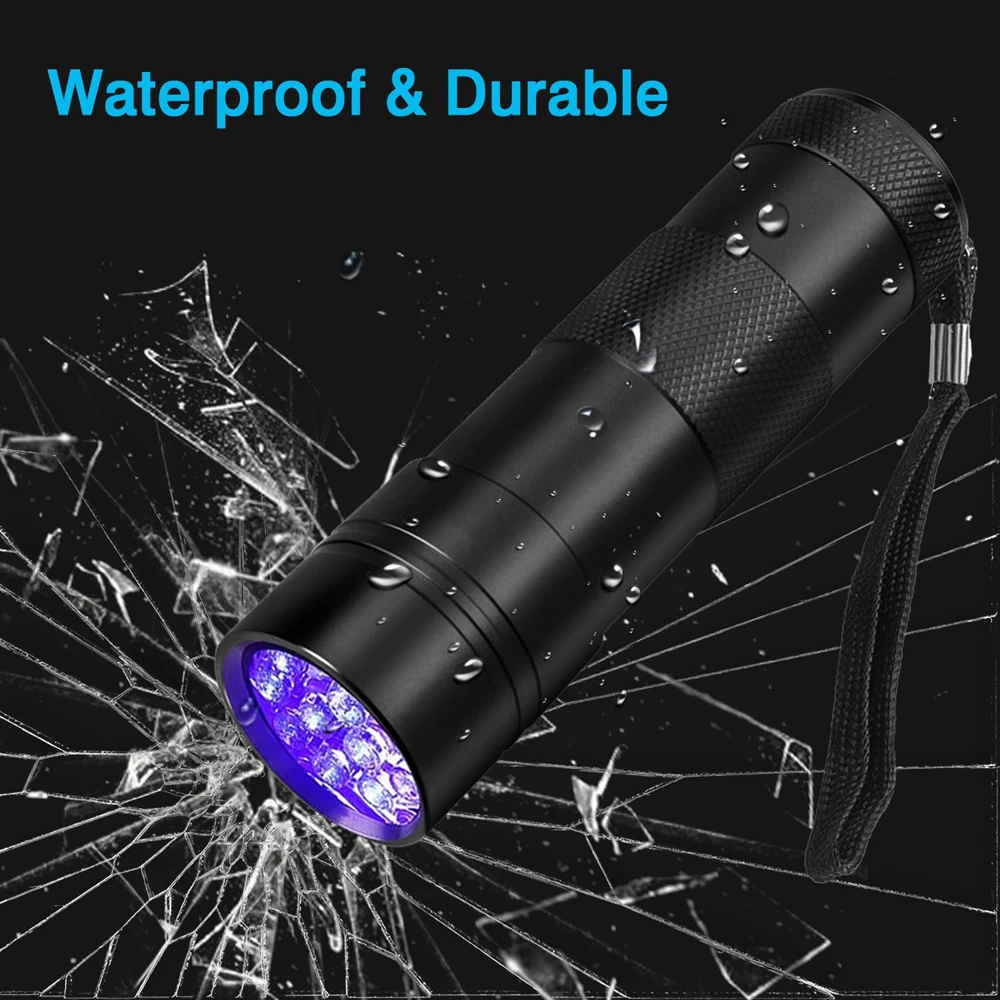 UV Flashlight Portable Flashlight 12 Led 395nm Mini Light Lamp Torch Detector for Pets Urine Stains