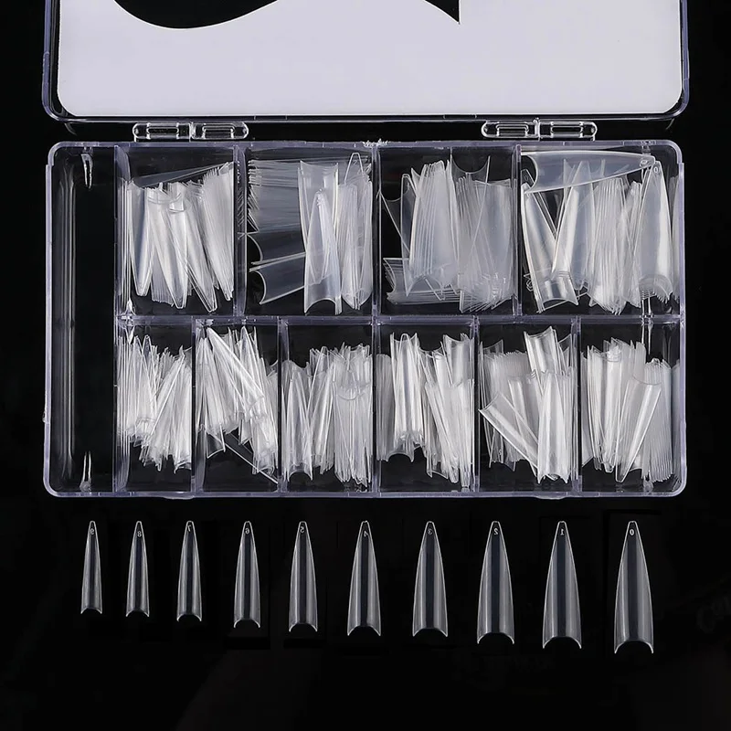 

500Pcs/Set False Nails Extra Long Sharp Ending half Cover French Salon False Tips Nail Art Tip Manicure Tip High Quality
