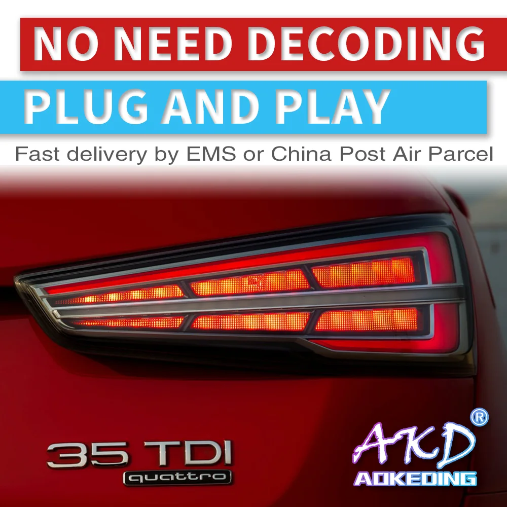 AKD автомобильный Стайлинг задний фонарь чехол для Audi Q3 задний светильник 2013- задний светильник s светодиодный задний светильник светодиодный DRL+ тормоз+ Парк+ сигнал
