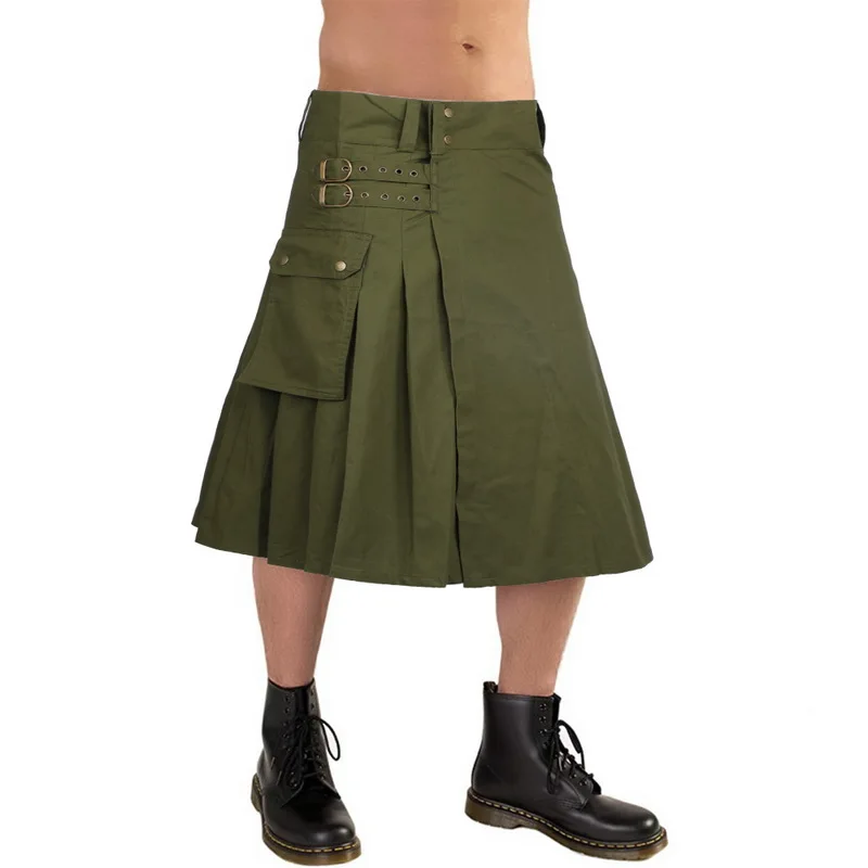 

Litthing 2019 Casual Scottish Kilts Mens Fashion Pants Cargo Personality Trousers Plaids Pattern Loose Half Skirts For Male