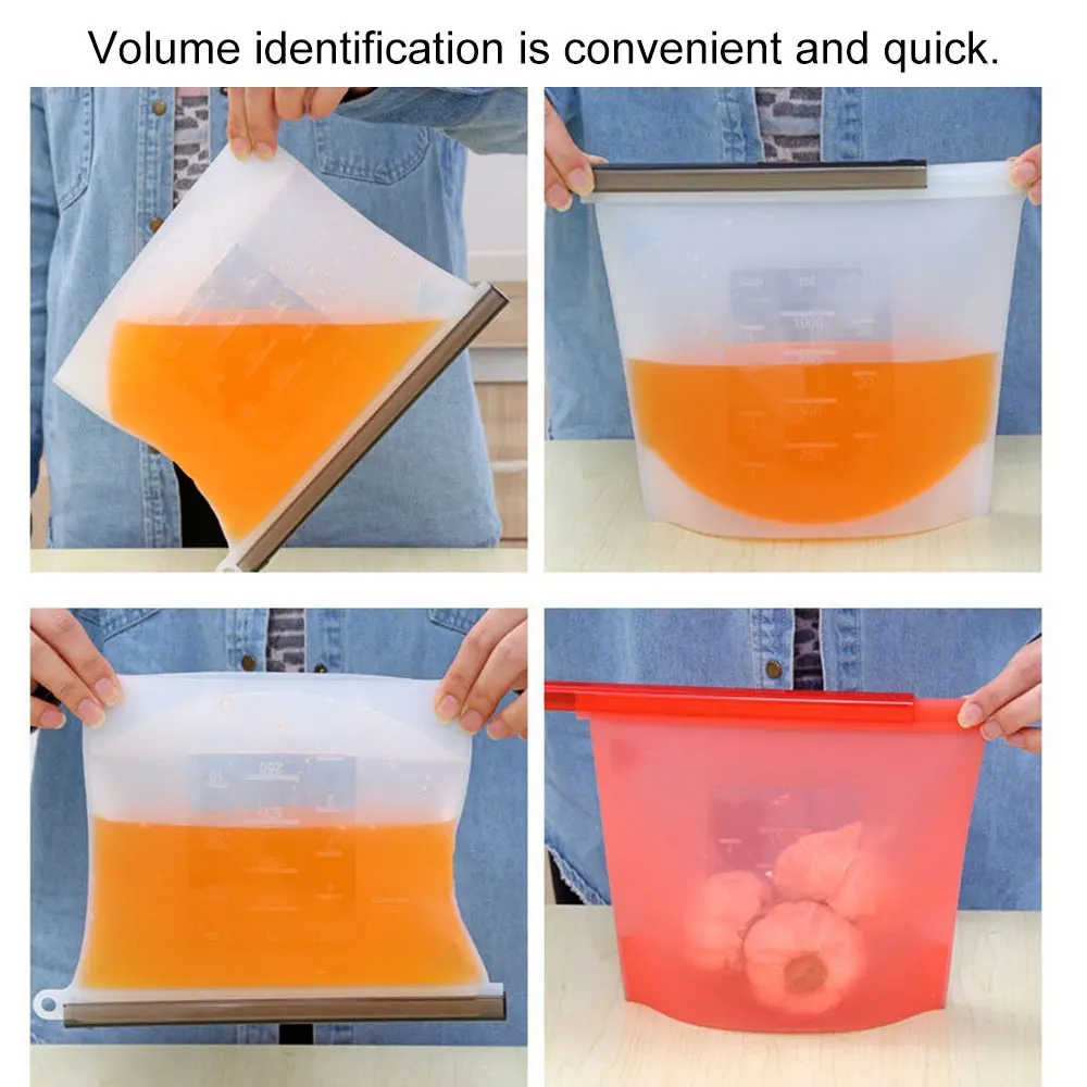 4pcs Reusable Snack Bag Zero Waste Silicone Food Storage Bags Ziplock Leak-Proof Sandwich Fruit Packing Kitchen Food Fresh Bag