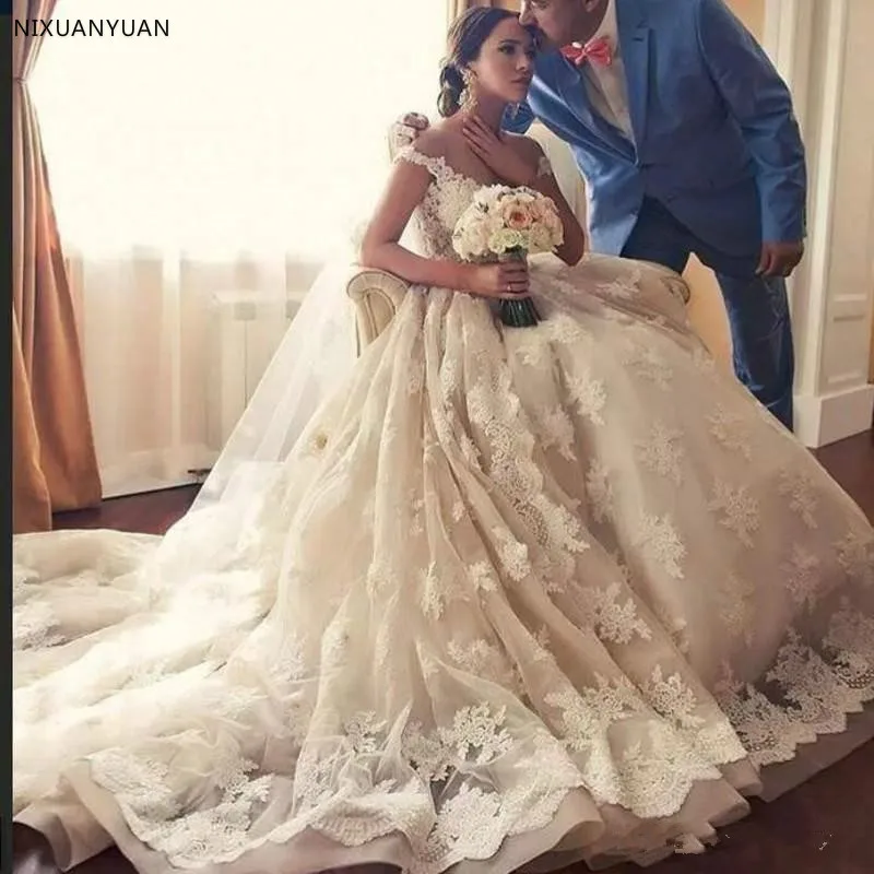 Vestido De Noiva Великолепное Кружевное Свадебное платье с прозрачной горловиной и аппликацией в винтажном стиле с коротким шлейфом в африканском стиле; большие размеры; свадебное платье