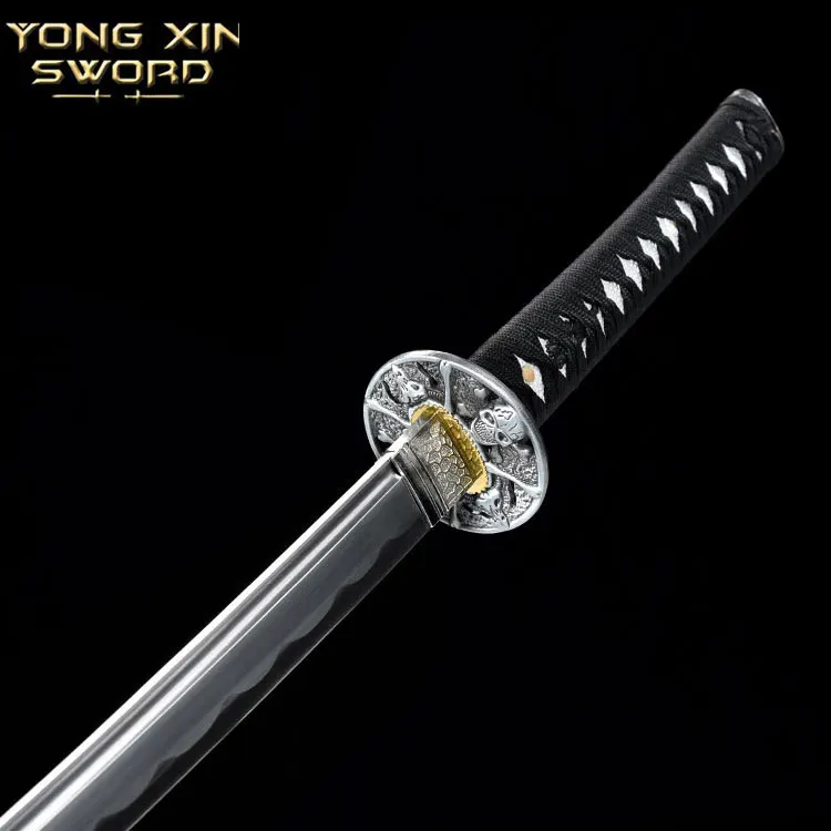Japanese Swords Real Katana Sword 1060 Carbon Steel Skull knife Tan Blade Wave Hamon Samurai Katana Battle Ready Japanese Swo