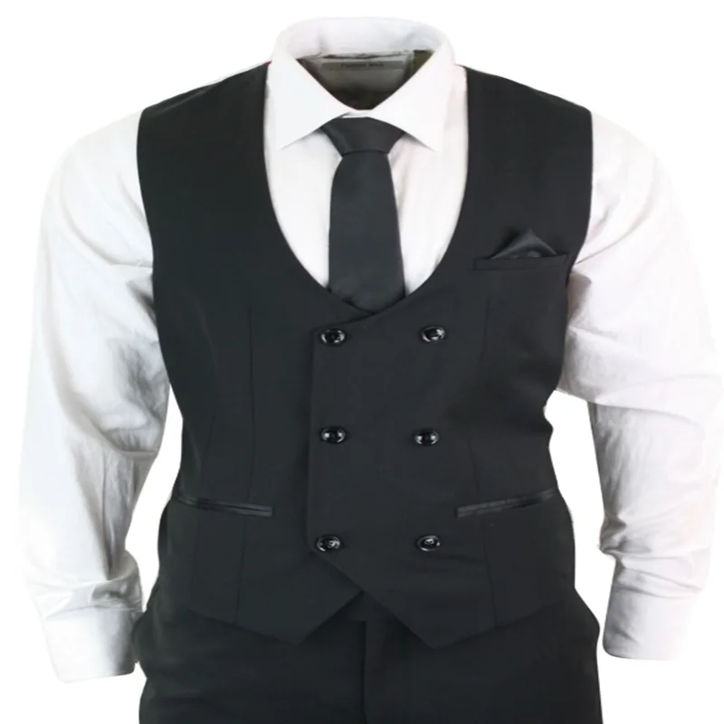 Черные мужские костюмы 3 шт 2 кнопки костюм Homme Slim Fit Марк Дарси смокинг двубортный Свадебный или Выпускной костюм