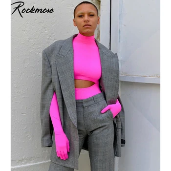 

Rockmore Cut Out Long Sleeve Basic Bodysuit With Gloves Bodycon Sexy Winter Body Top Turtleneck Rompers Women Black Bodysuits