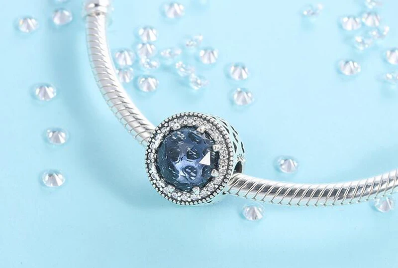 YANHUI 925 пробы серебряный браслет с голубыми хрустальными бусинами браслет для женщин подарок Свадебные ювелирные изделия HB067